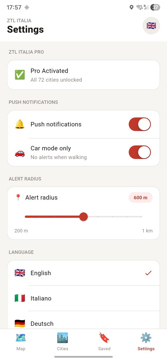 ZTL Italia app — city info with fines and schedule