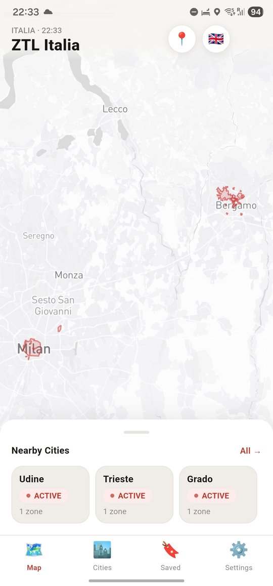 ZTL Italia app — map of restricted zones across Italy